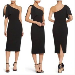 NWT Dress the Population Tiffany One-Shoulder Midi Dress Black size X-Large